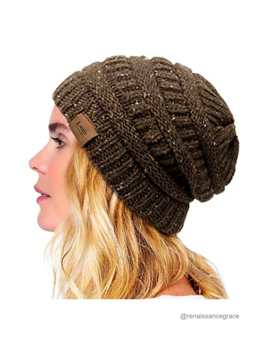 Satin Silk Lined Beanie Hat Oversized Slouchy Knit Skull Cap Winter